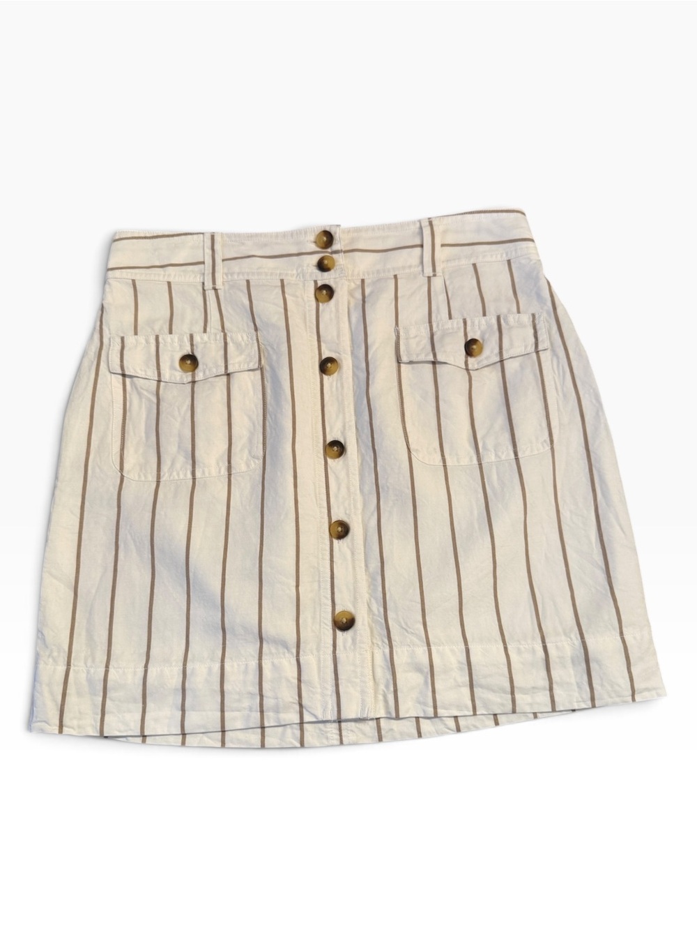 Vineyard Vines Cream Cargo Pocket Mini Skirt with Tan Stripes XS